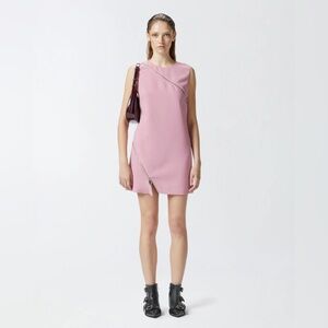 Pinko Asymmetrical Pink Dress with Zipper Details